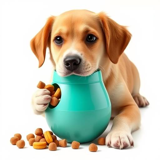 Juguete dispensador de comida para mantener entretenido al perro en viajes largos