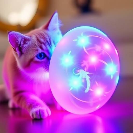 Pelota de juguete interactiva para gatos con luces LED