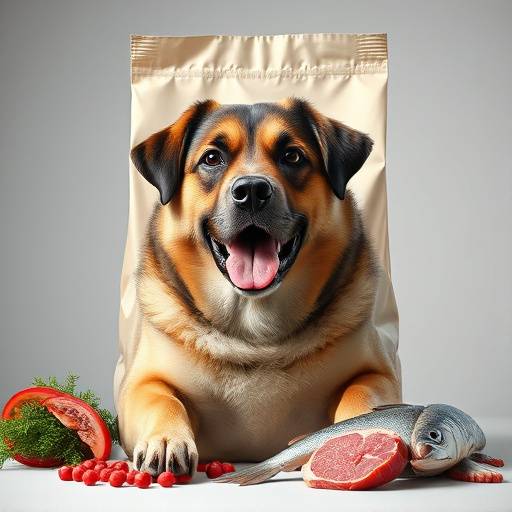 Un saco de pienso Acana para perros senior de razas grandes, con im&aacute;genes de carne y pescado fresco.